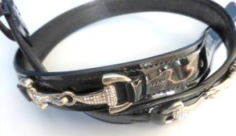 HB Patent Leather Belt With Swarovski Bits.