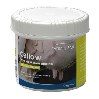 Farm-O-San Cellow 8x 70gr.      Bustine per favorire l'assorbimento del calcio e fornire supporto alla vacca nei periodi di ridotta resistenza e salute della mammella.