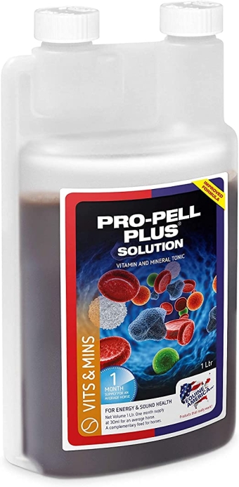 Equine America ProPell Plus.    Reich an Eisen, Multivitamin und Mineralstoffen, mit Echinacea, um die Produktion roter Blutkörperchen und das Immunsystem zu stimulieren.