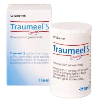 Heel Traumeel S. Tabletten.     Bij pijn door kneuzing, verrekking of verstuiking, bij spierpijn en blauwe