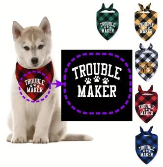 Troublemaker Bandana für Hunde. --- Super süß, in 5 Farben und 3 Größen.