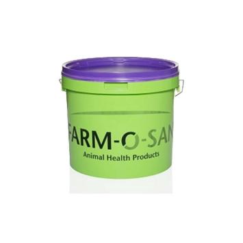 Farm-O-San Fly Bucket 20 kg.      A mineral feed for sheep, cattle, and horses that keeps flies and stinging insects at bay due to the garlic extract.