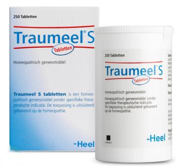 Heel Traumeel S. Tabletten.     Bij pijn door kneuzing, verrekking of verstuiking, bij spierpijn en blauwe